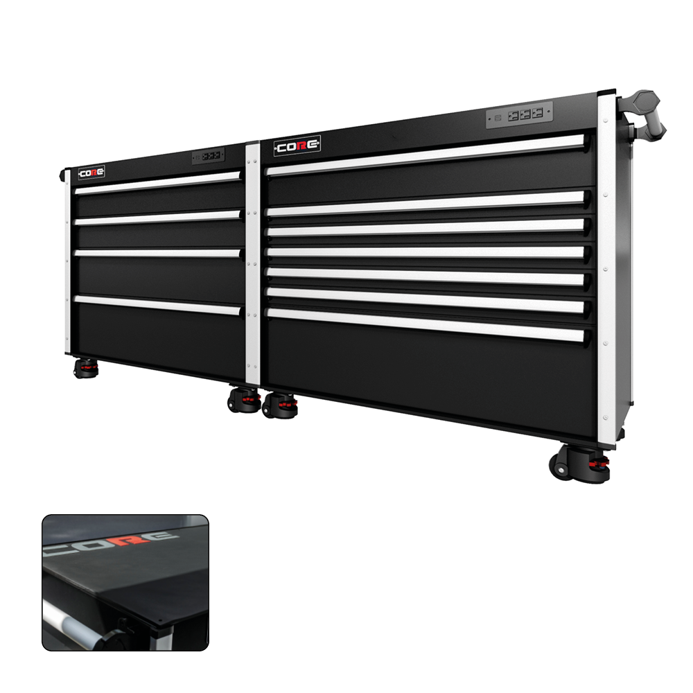 88 Series - 11 Drawers - Silver Handles - Foot Casters