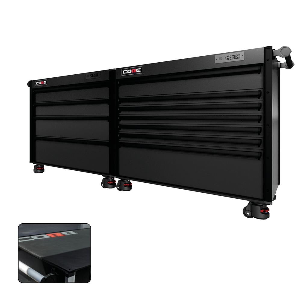 88 Series - 11 Drawers - Black Handles - Foot Casters