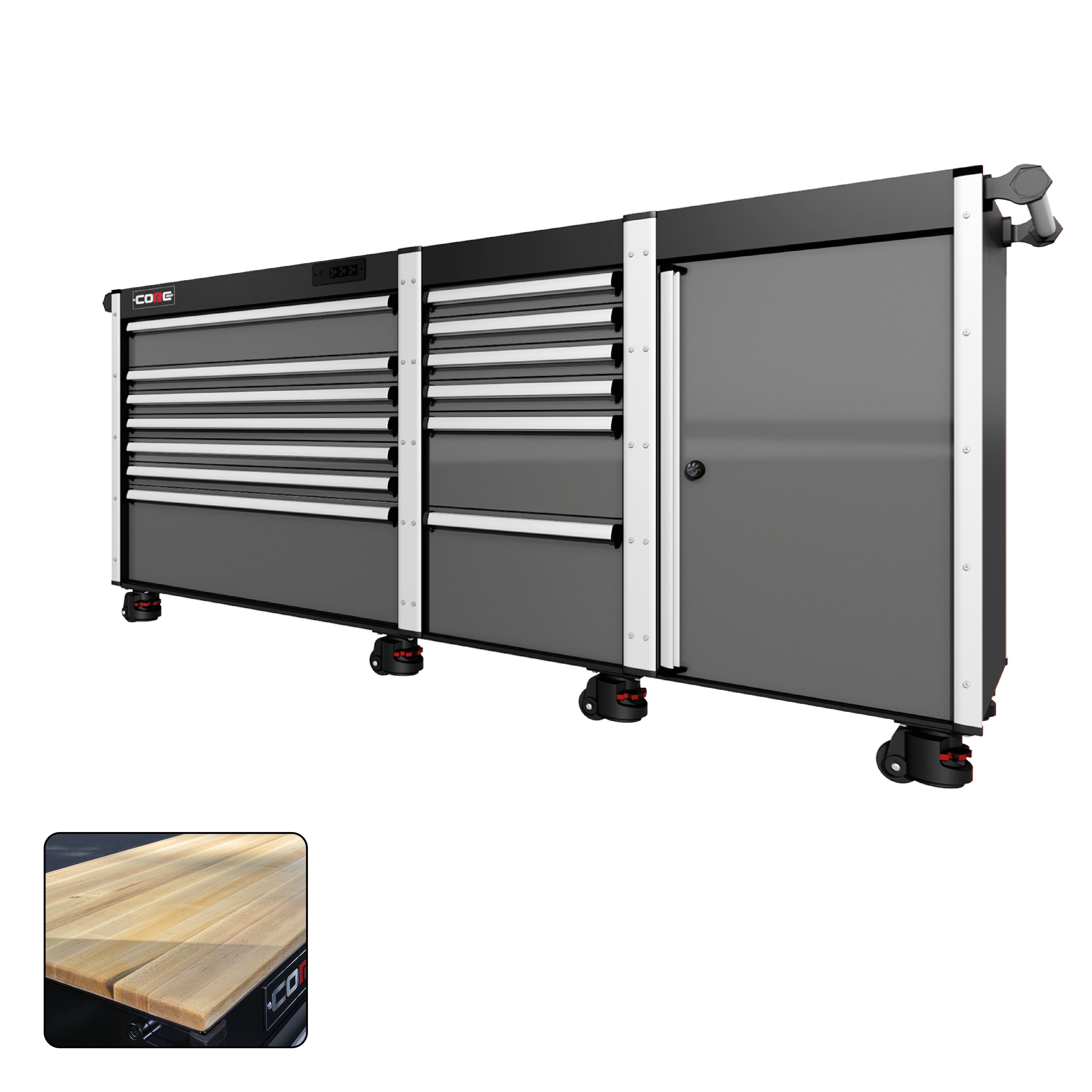 88 Series - 13 Drawers - Silver Handles - Foot Casters