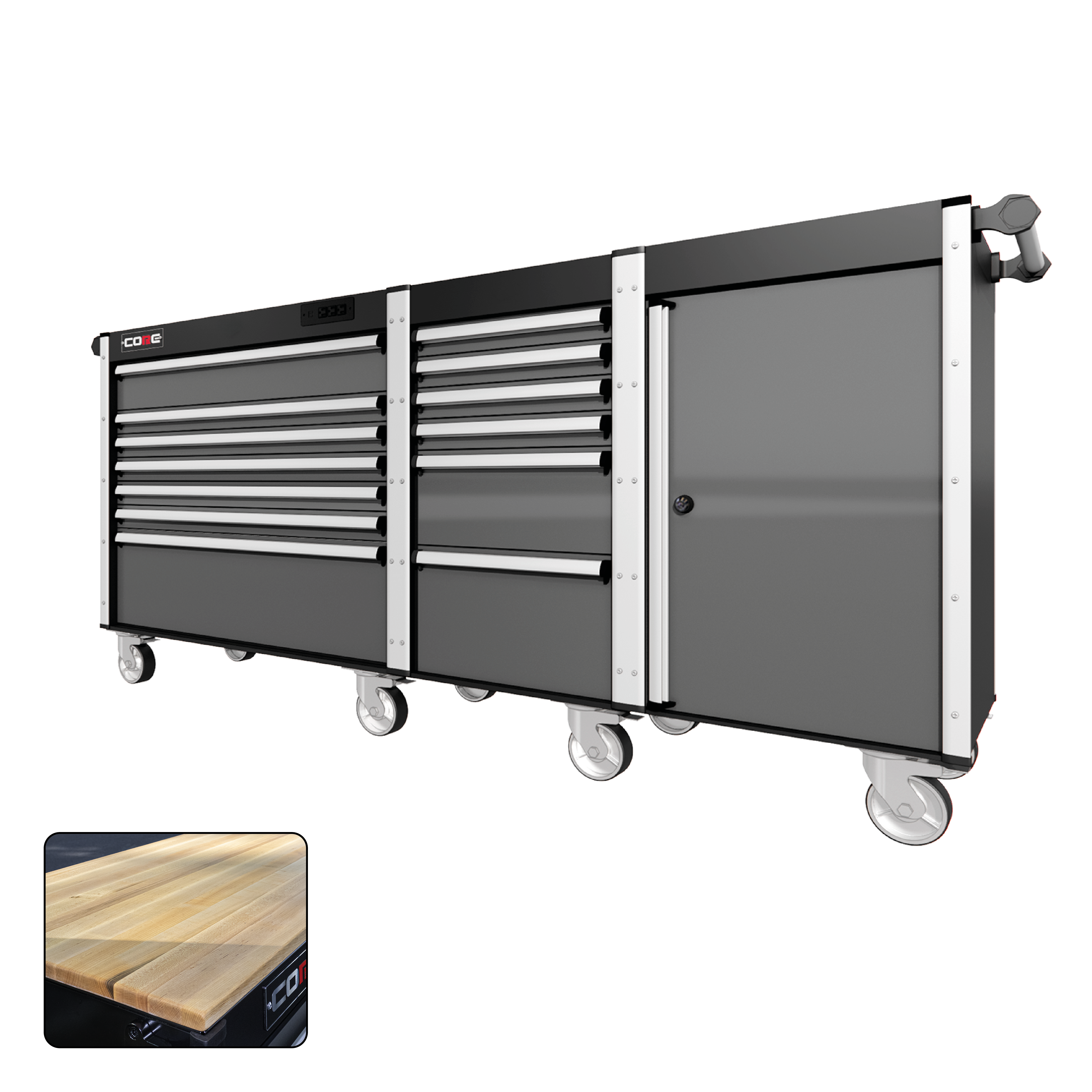 88 Series - 13 Drawers - Silver Handles - Traditional Casters