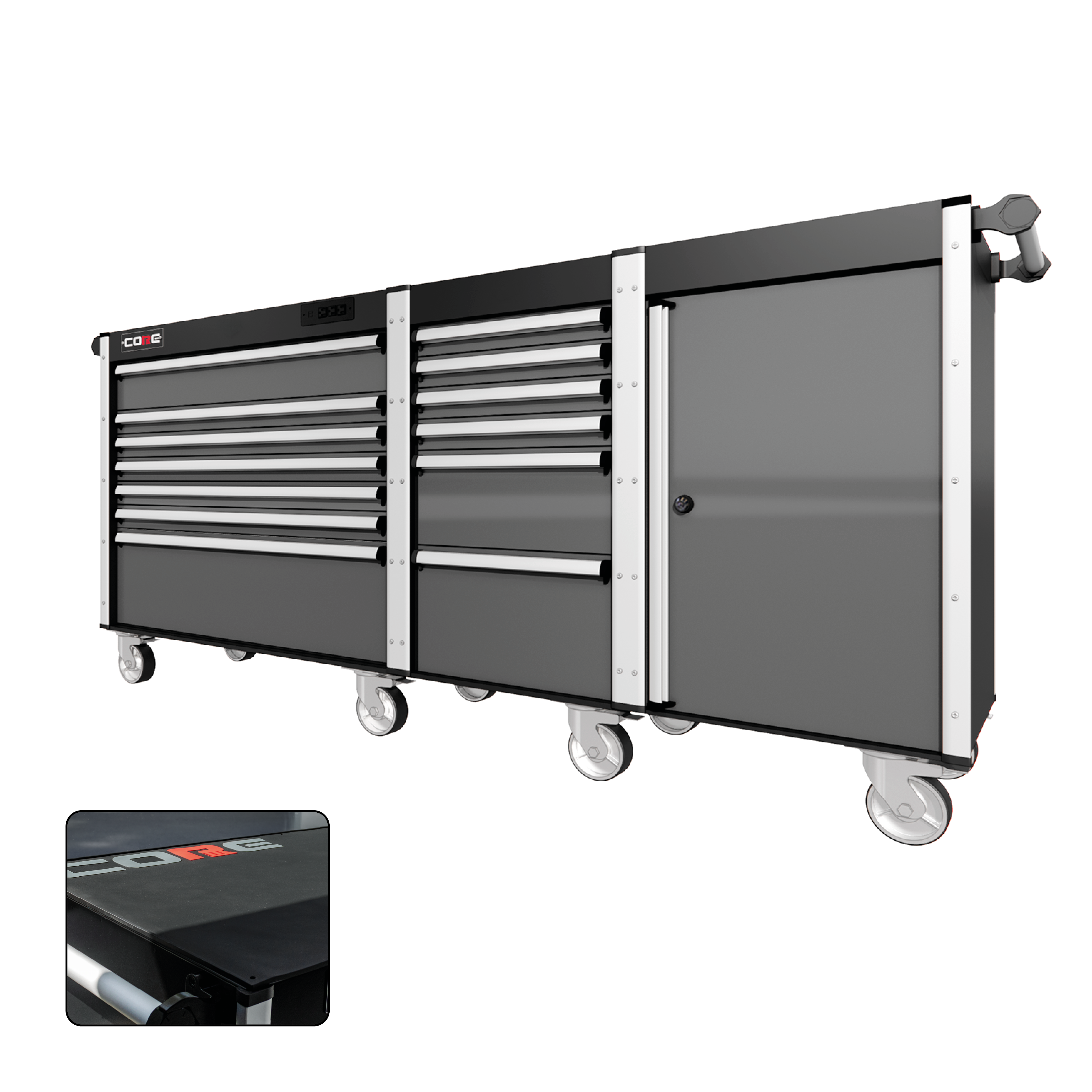88 Series - 13 Drawers - Silver Handles - Traditional Casters