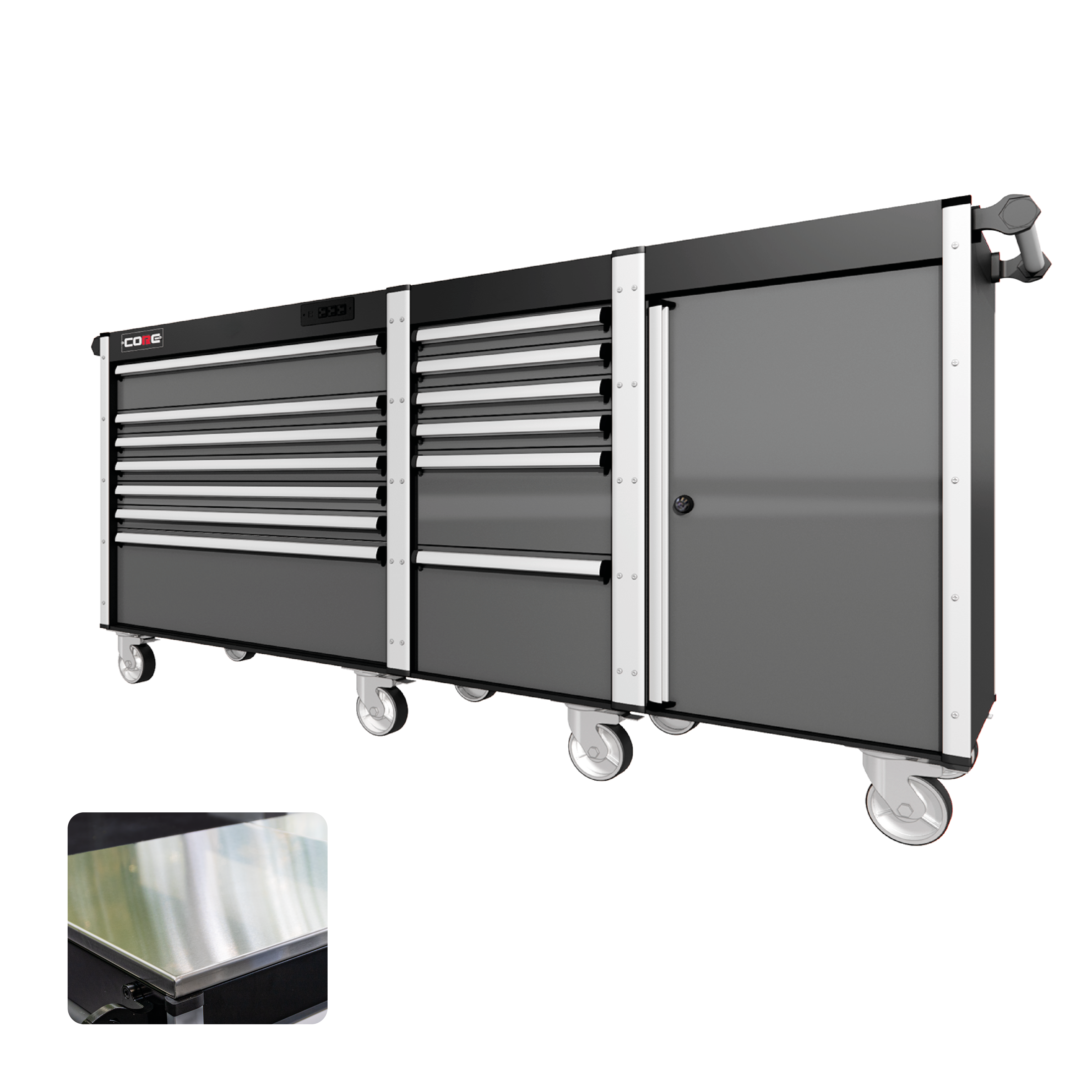 88 Series - 13 Drawers - Silver Handles - Traditional Casters