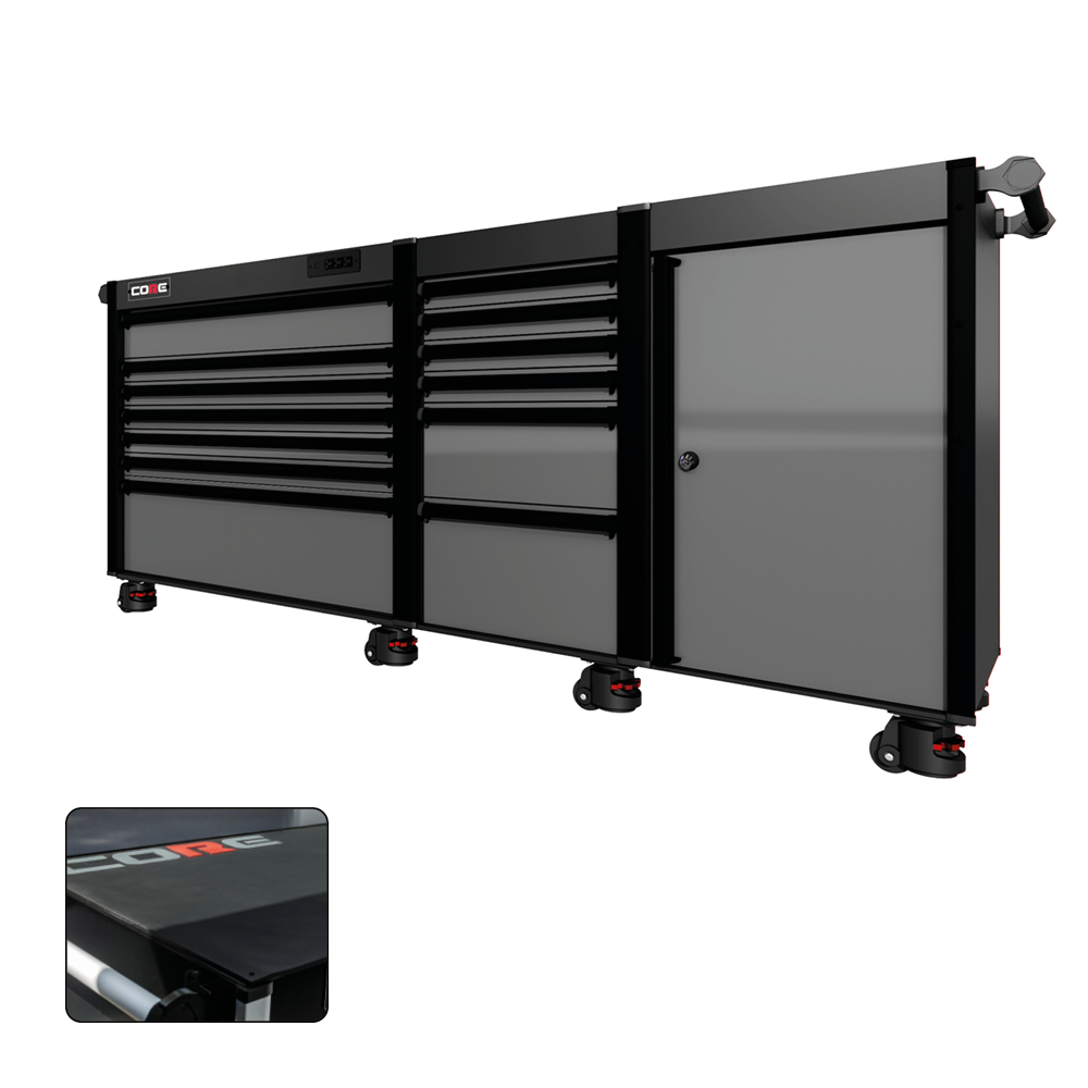 88 Series - 13 Drawers - Black Handles - Foot Casters