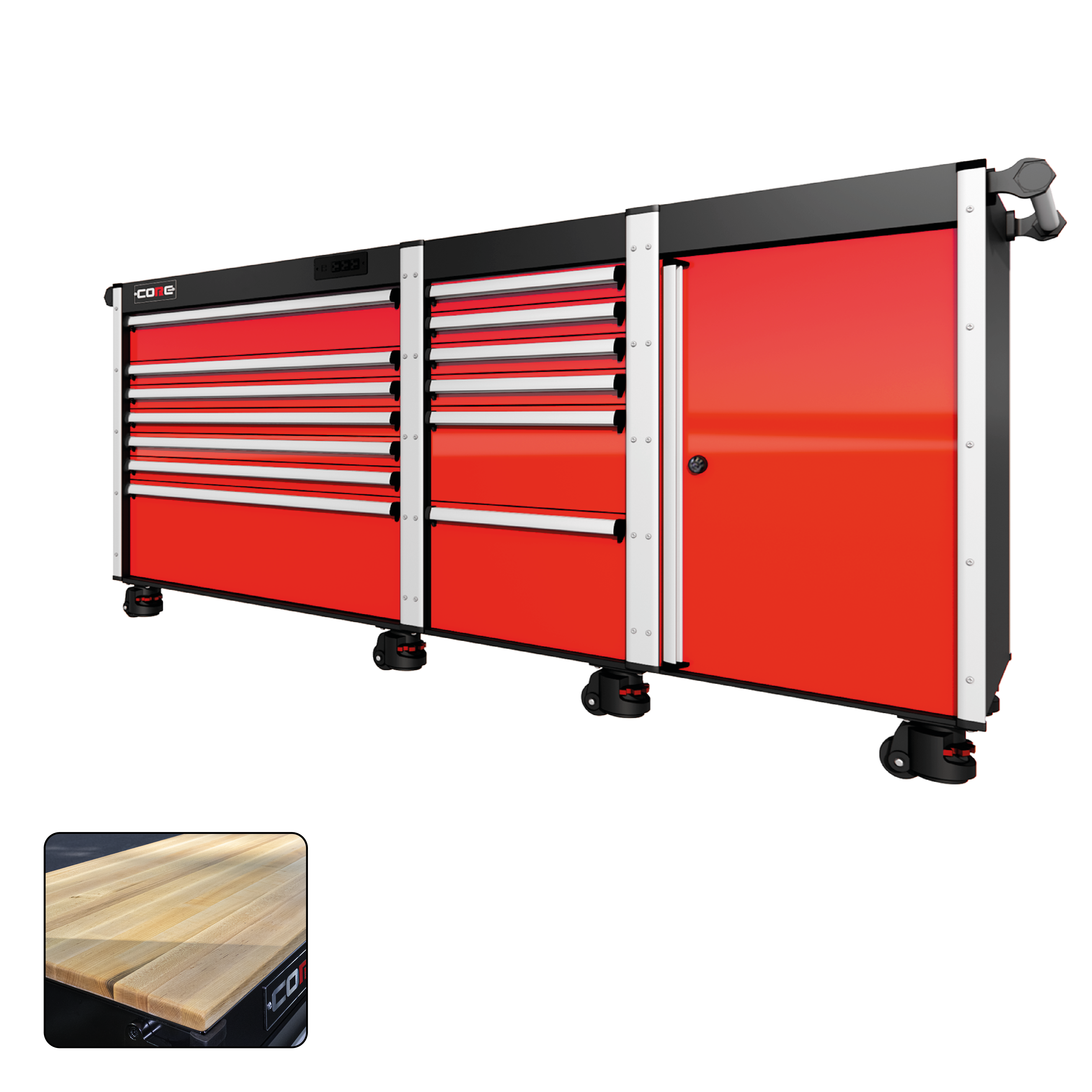 88 Series - 13 Drawers - Silver Handles - Foot Casters