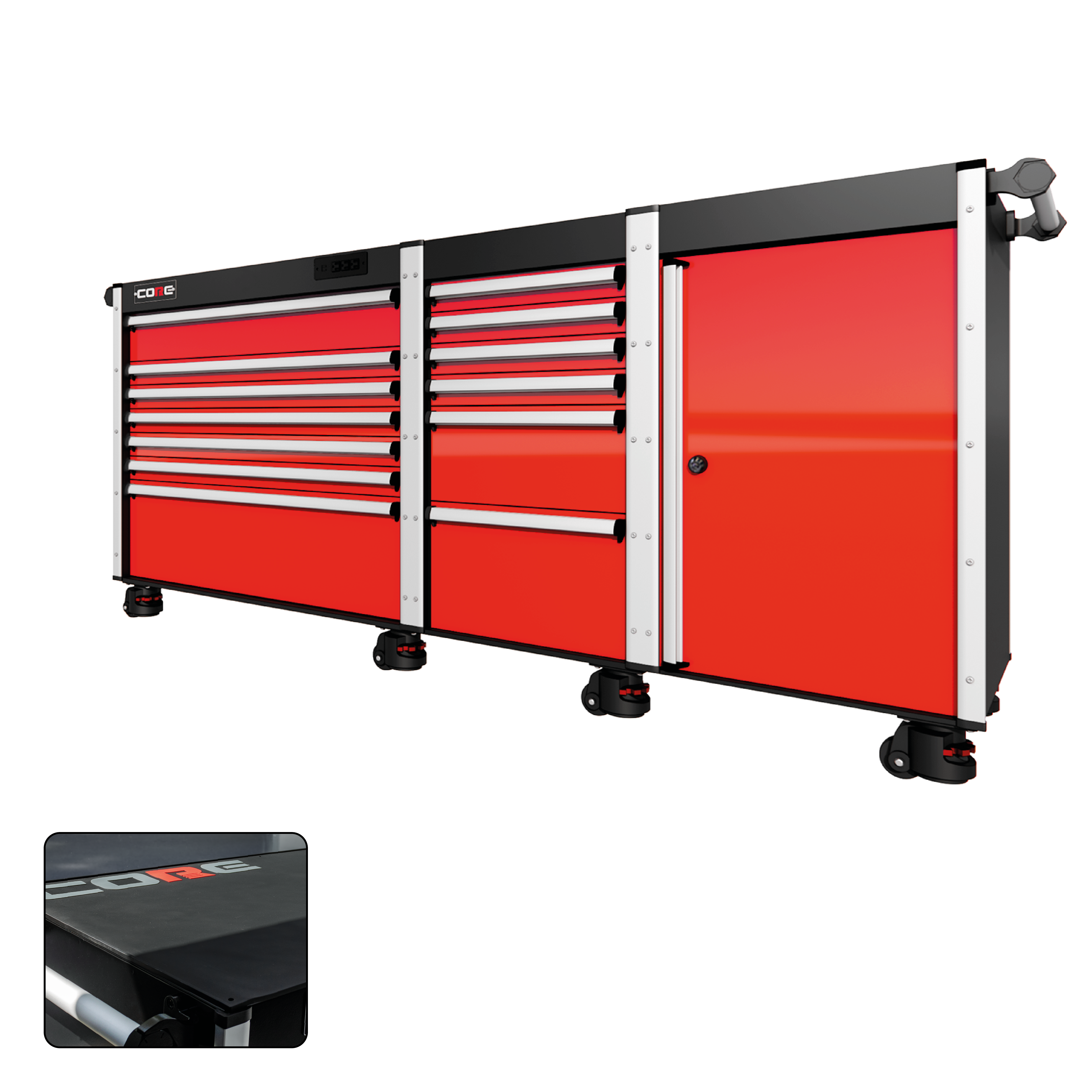 88 Series - 13 Drawers - Silver Handles - Foot Casters