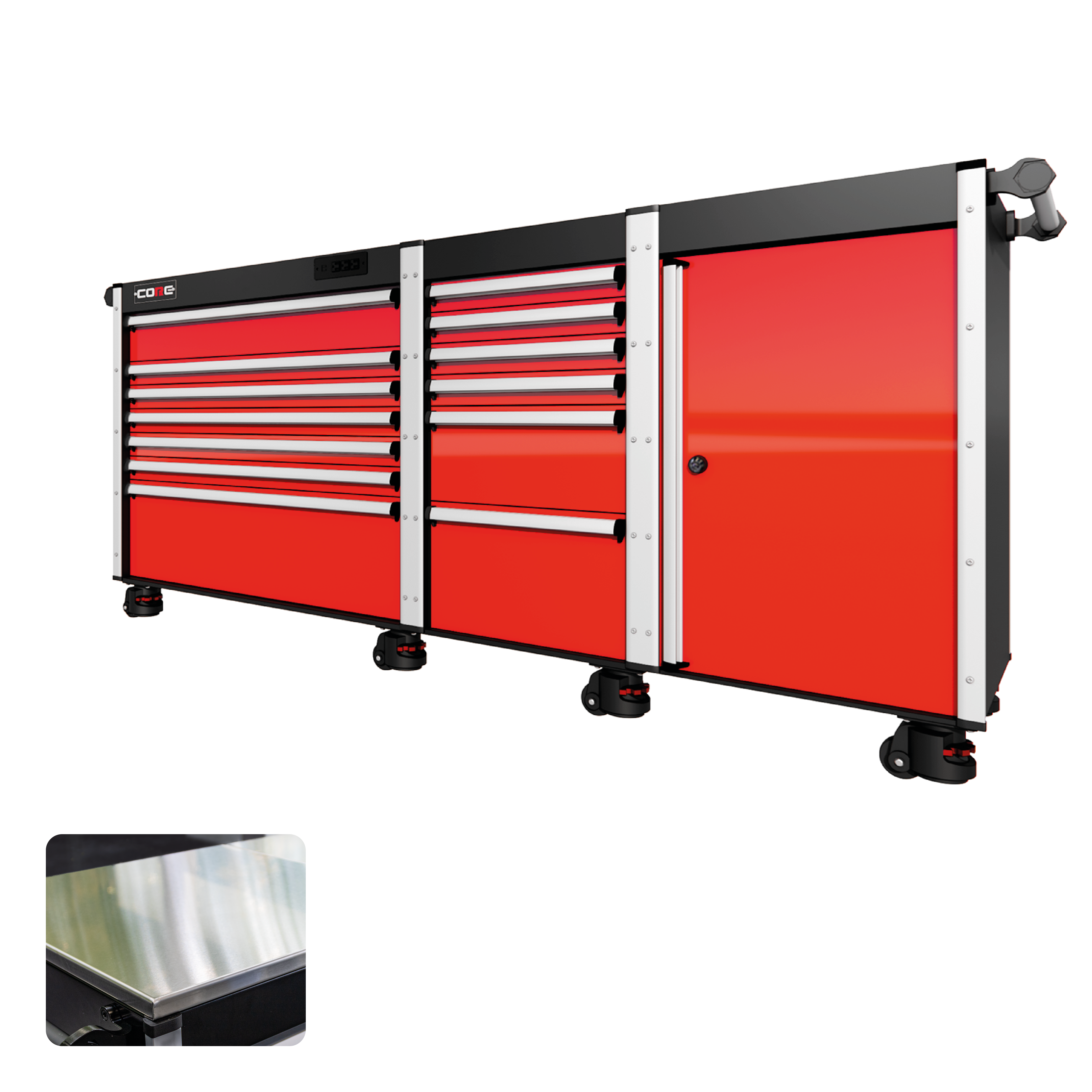 88 Series - 13 Drawers - Silver Handles - Foot Casters