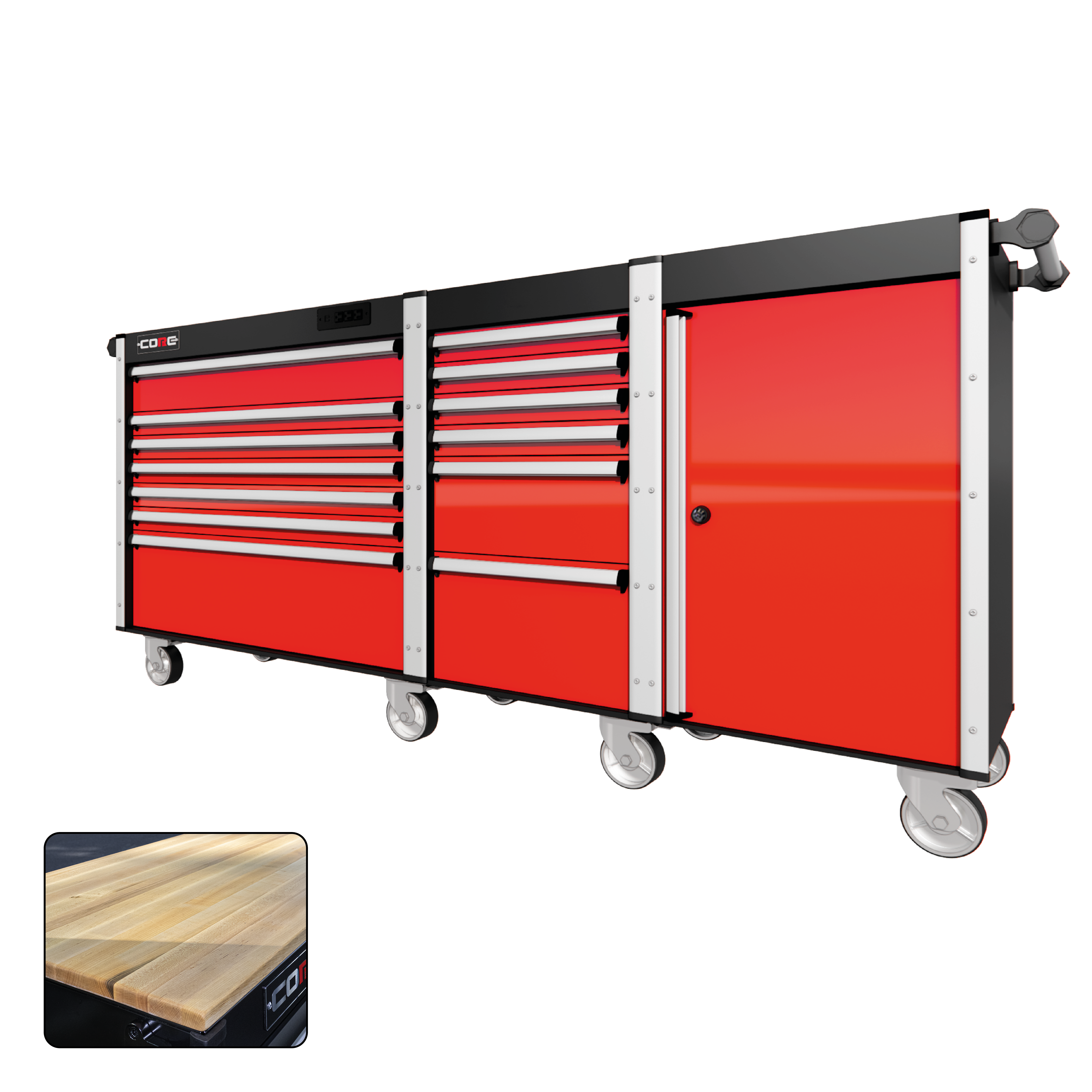 88 Series - 13 Drawers - Silver Handles - Traditional Casters