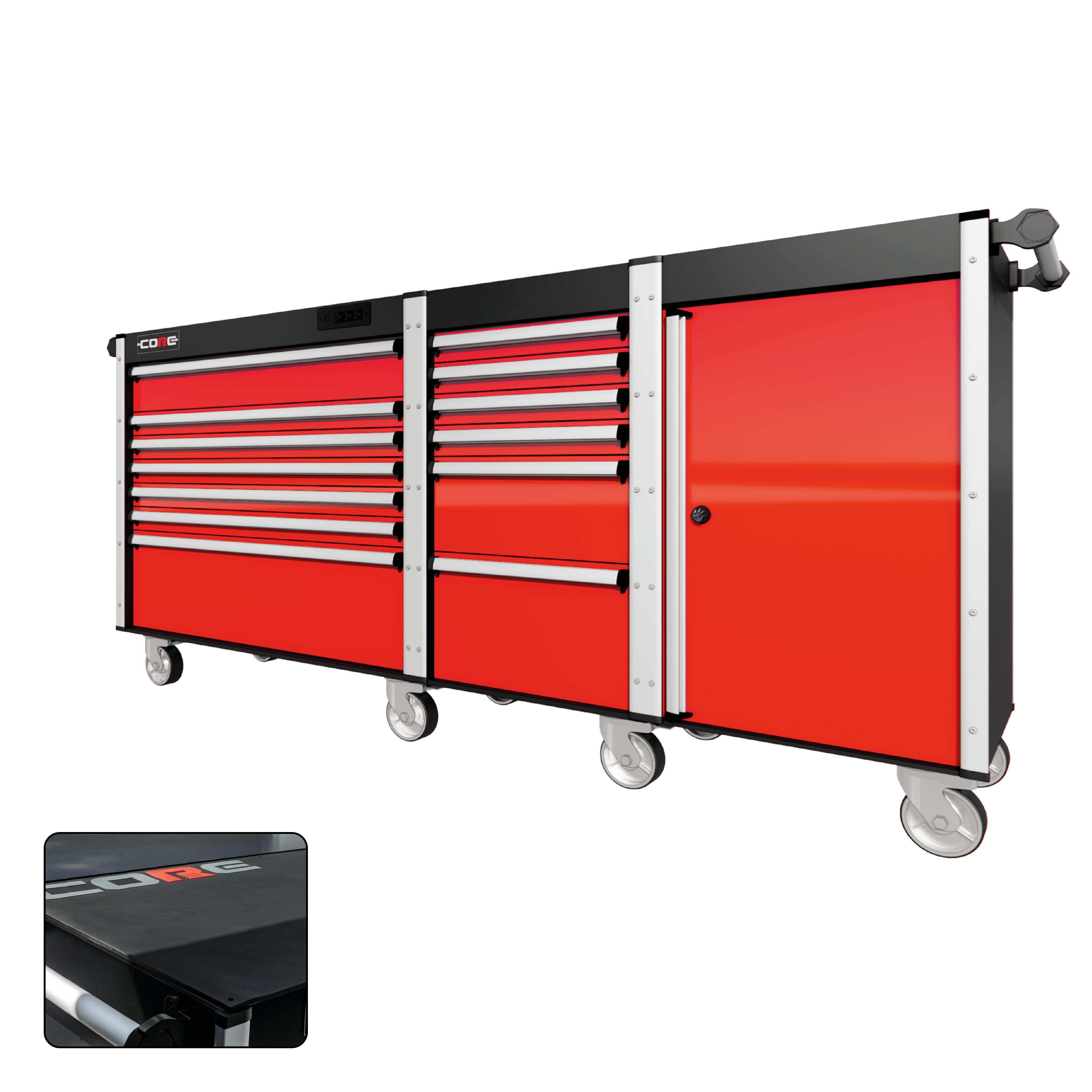88 Series - 13 Drawers - Silver Handles - Traditional Casters