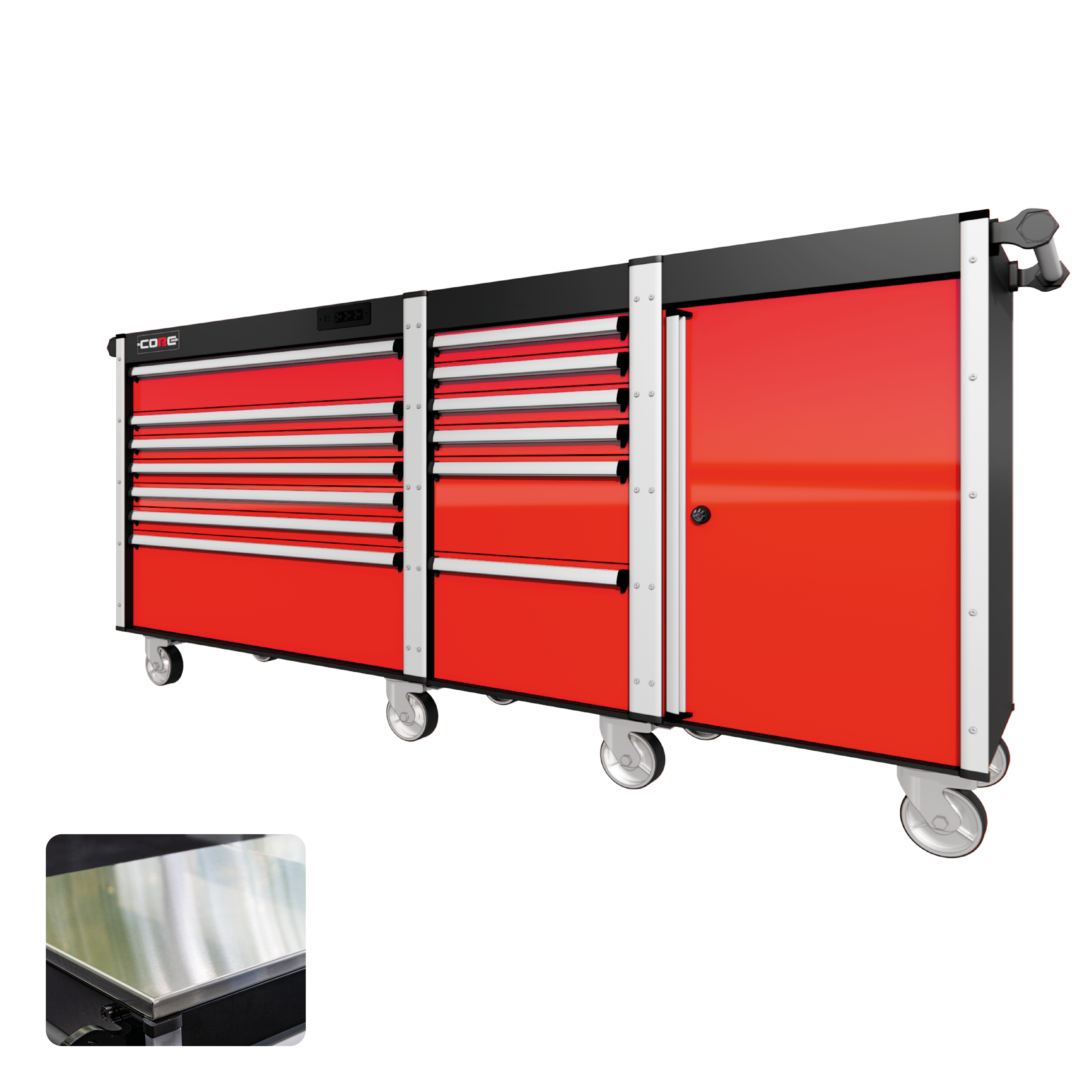 88 Series - 13 Drawers - Silver Handles - Traditional Casters