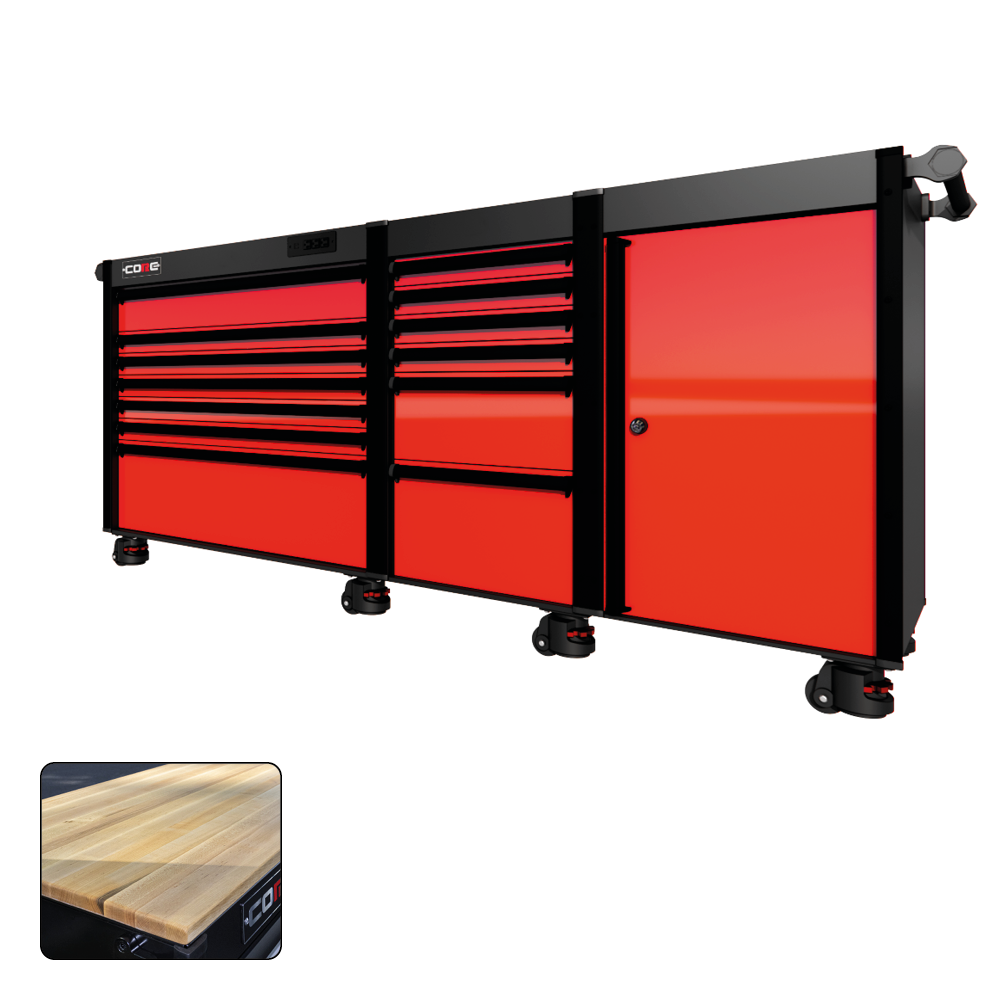 88 Series - 13 Drawers - Black Handles - Foot Casters