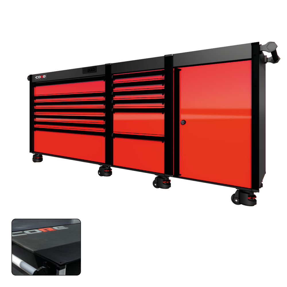 88 Series - 13 Drawers - Black Handles - Foot Casters