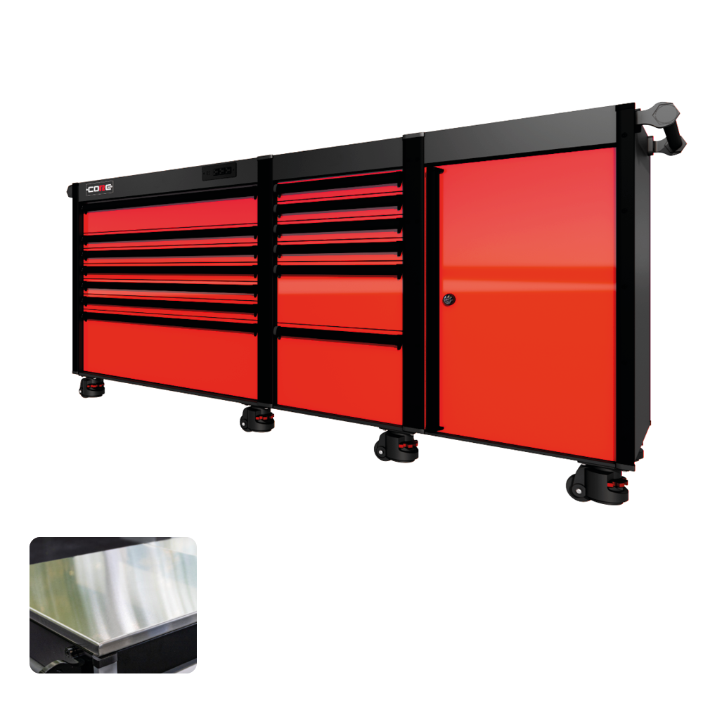 88 Series - 13 Drawers - Black Handles - Foot Casters