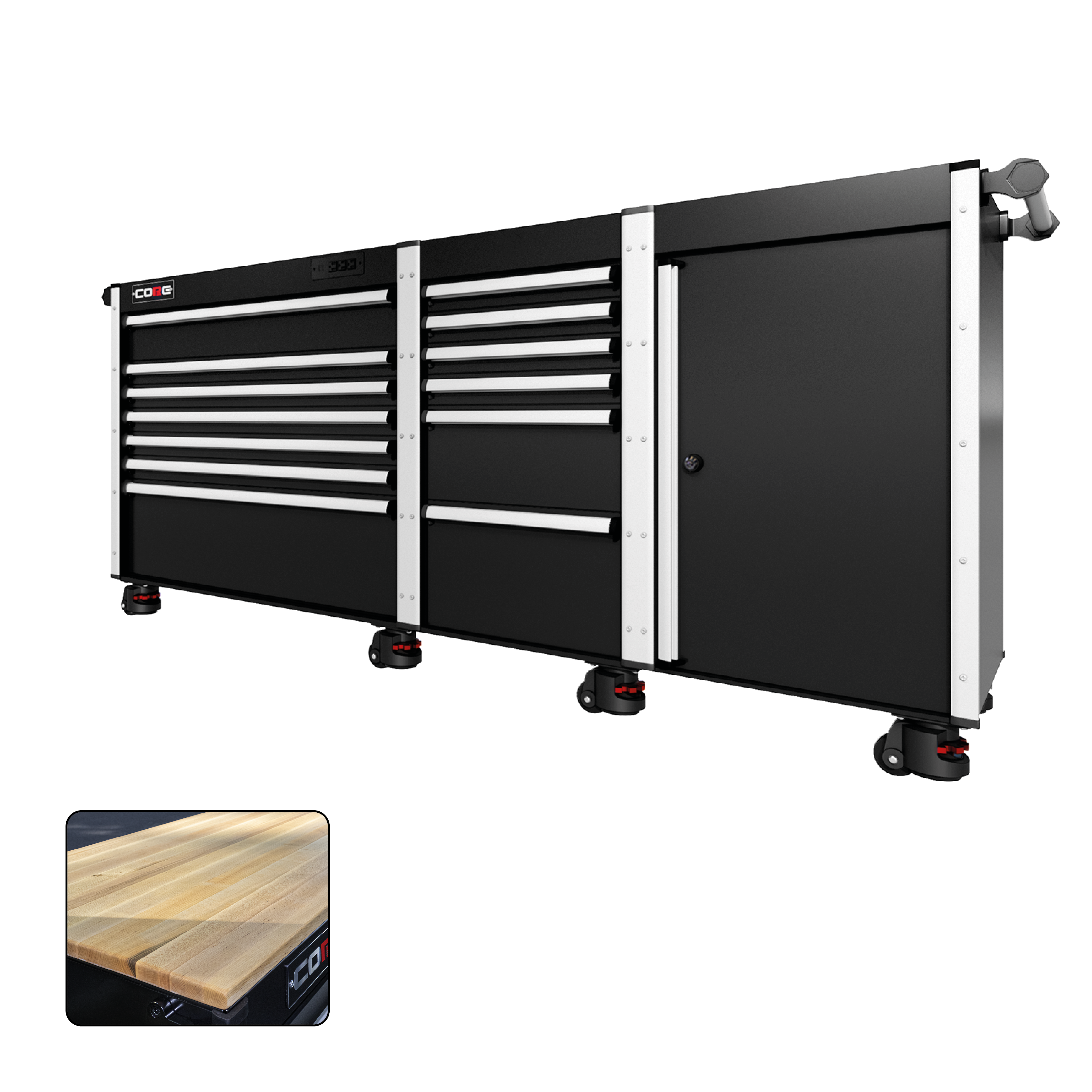 88 Series - 13 Drawers - Silver Handles - Foot Casters