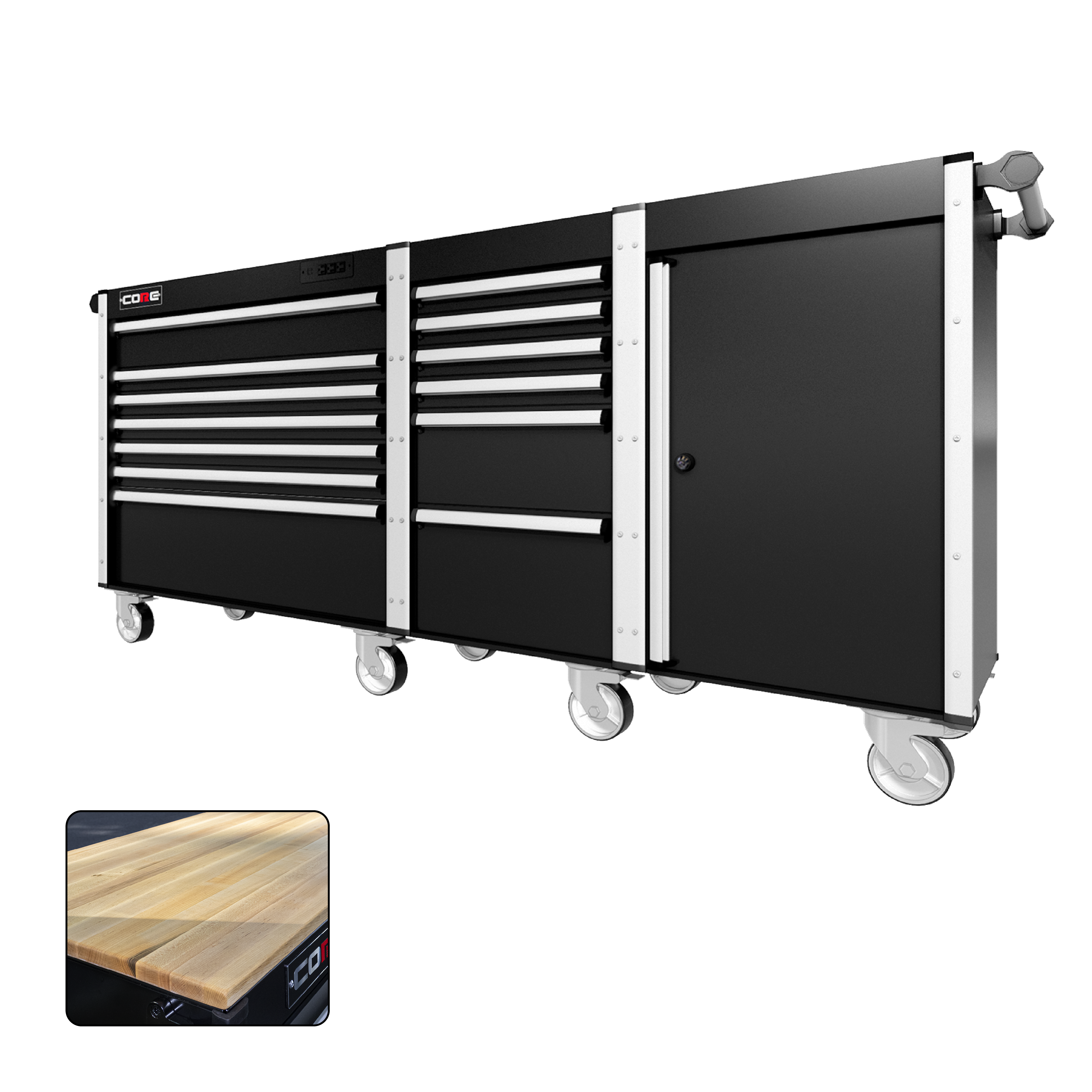 88 Series - 13 Drawers - Silver Handles - Traditional Casters