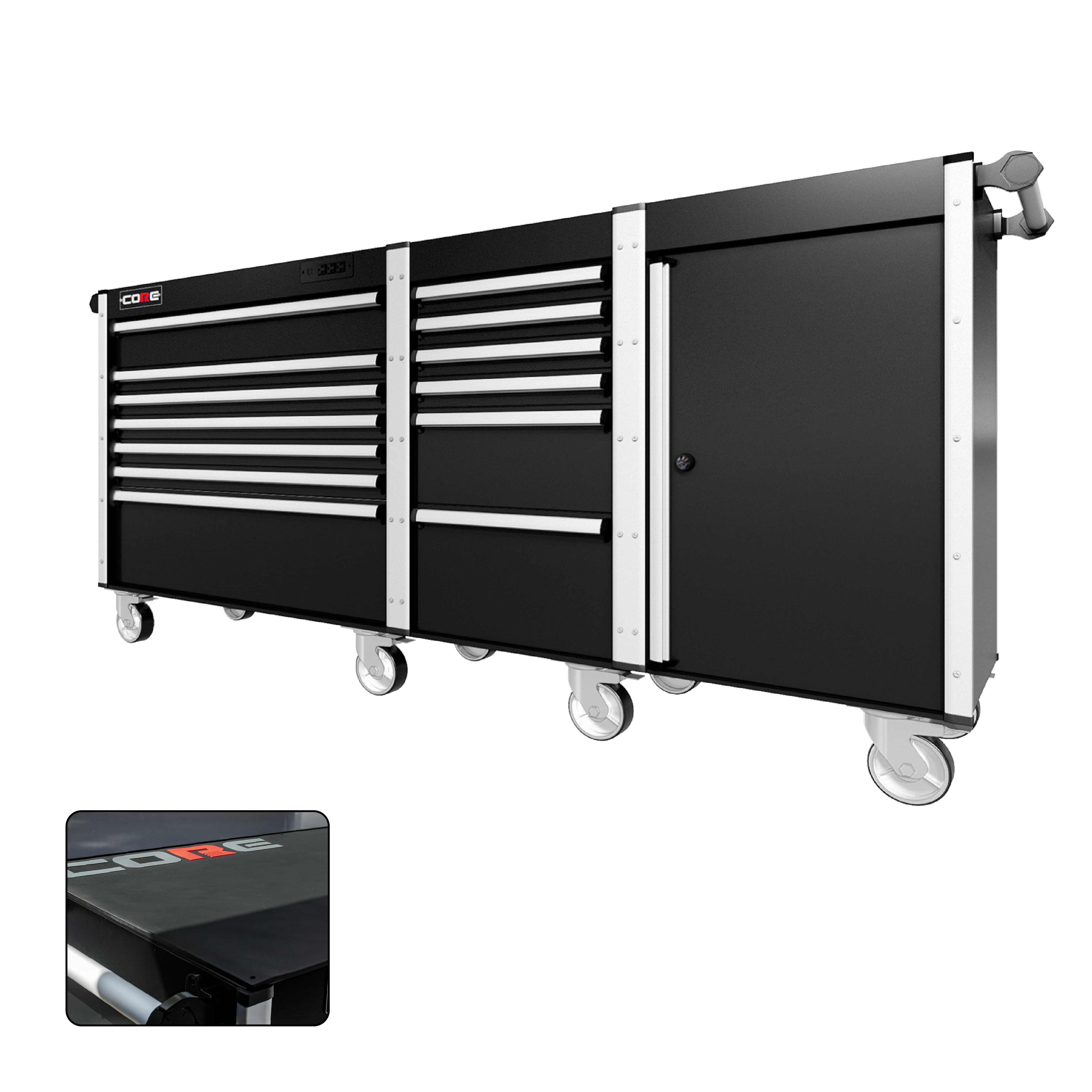 88 Series - 13 Drawers - Silver Handles - Traditional Casters
