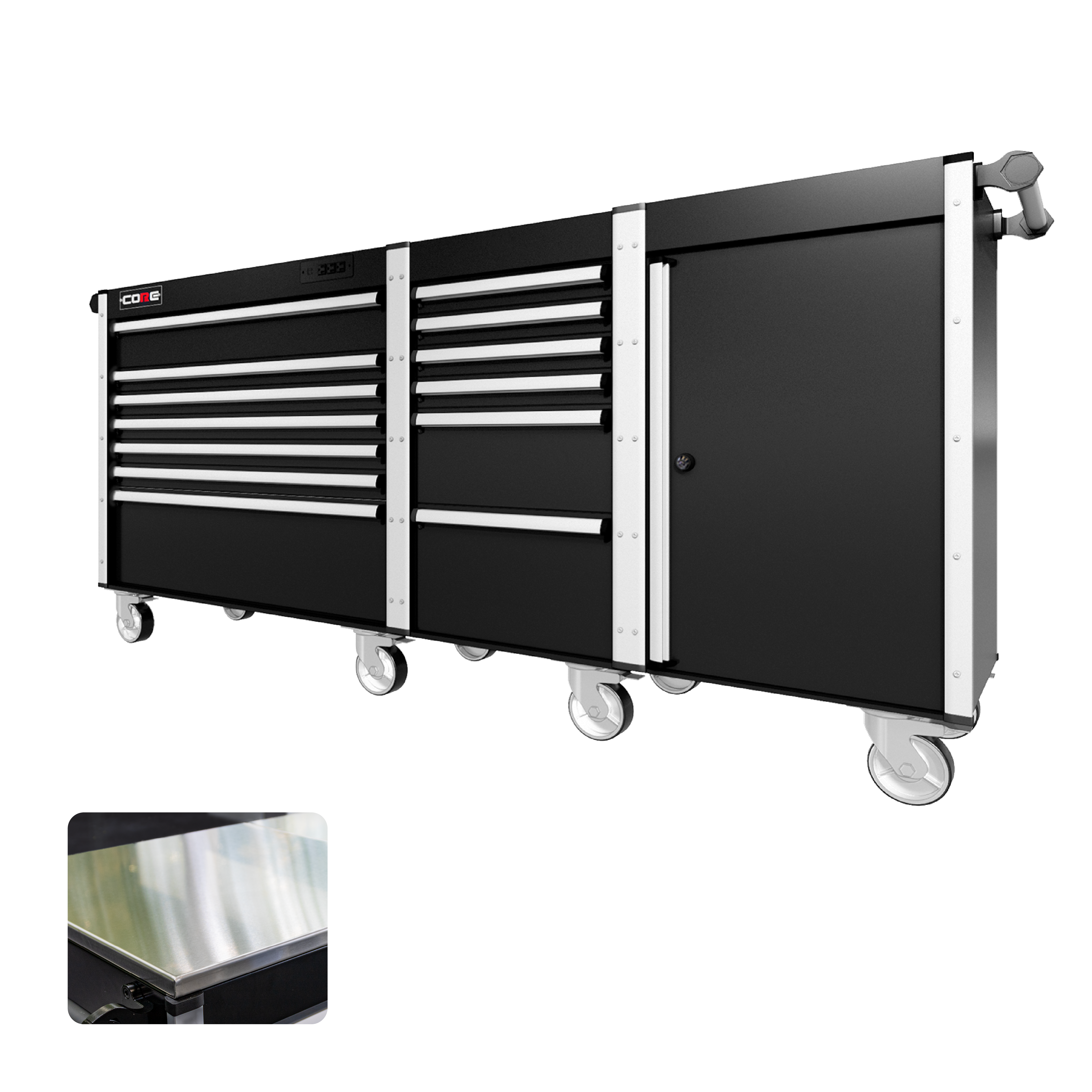 88 Series - 13 Drawers - Silver Handles - Traditional Casters