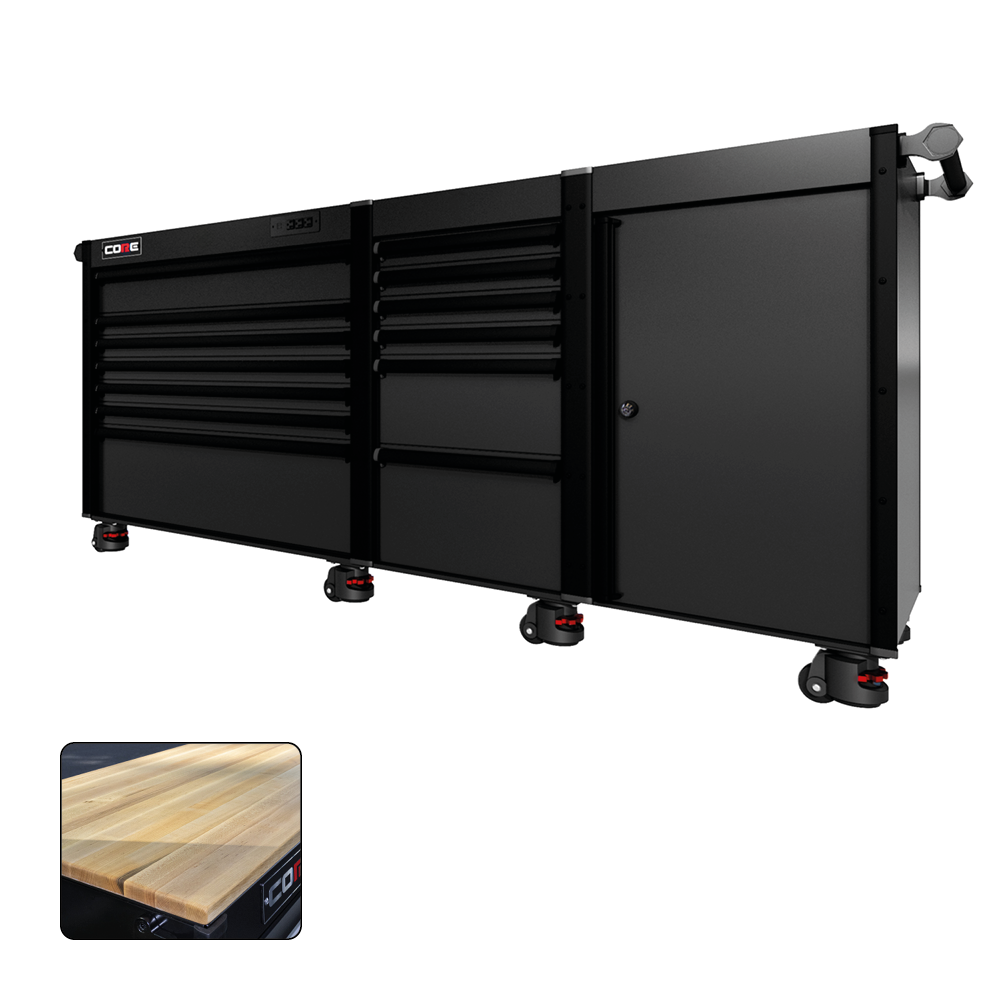 88 Series - 13 Drawers - Black Handles - Foot Casters