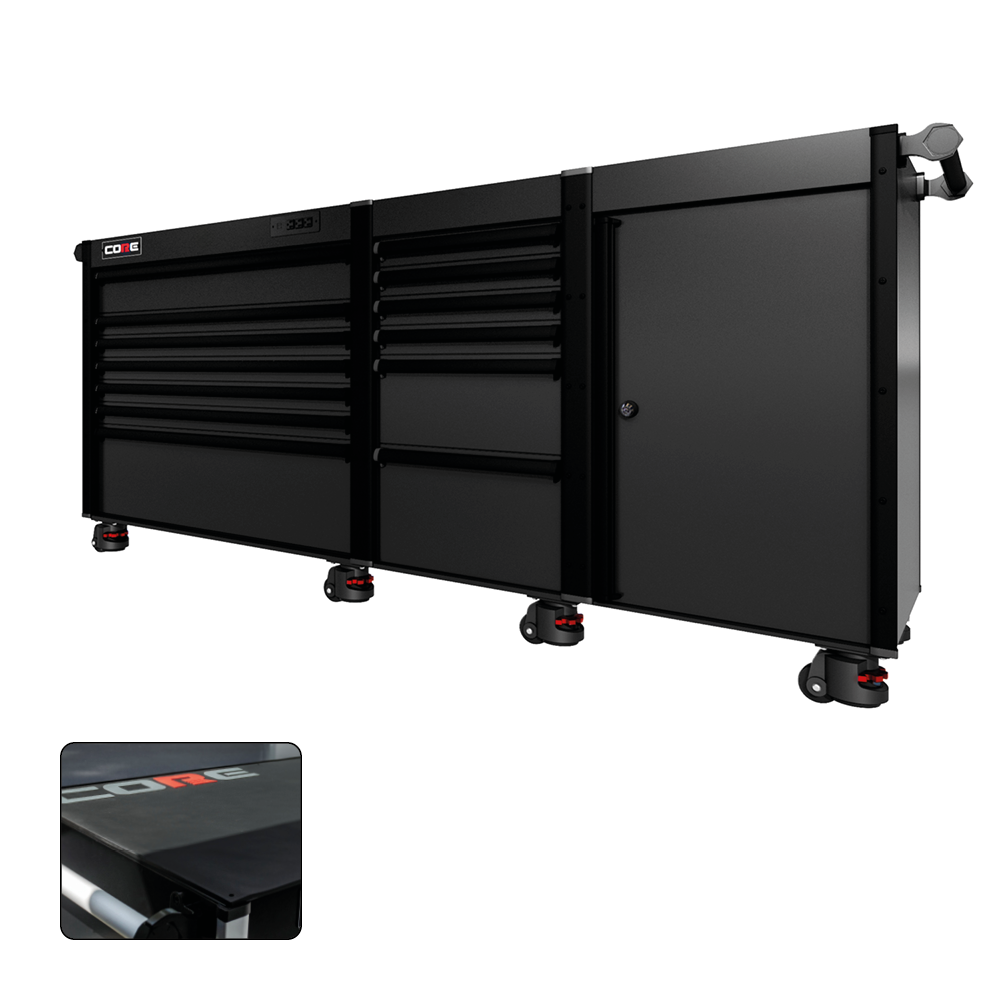 88 Series - 13 Drawers - Black Handles - Foot Casters