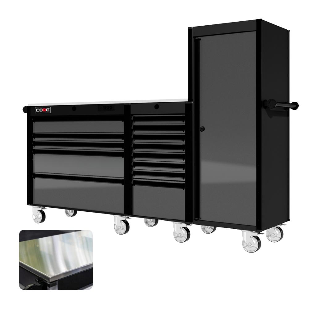 88 Series - 13 Drawers with Tall Locker - Black Handles - Traditional Casters
