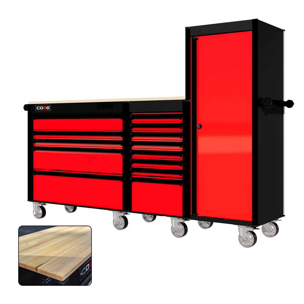 88 Series - 13 Drawers with Tall Locker - Black Handles - Traditional Casters