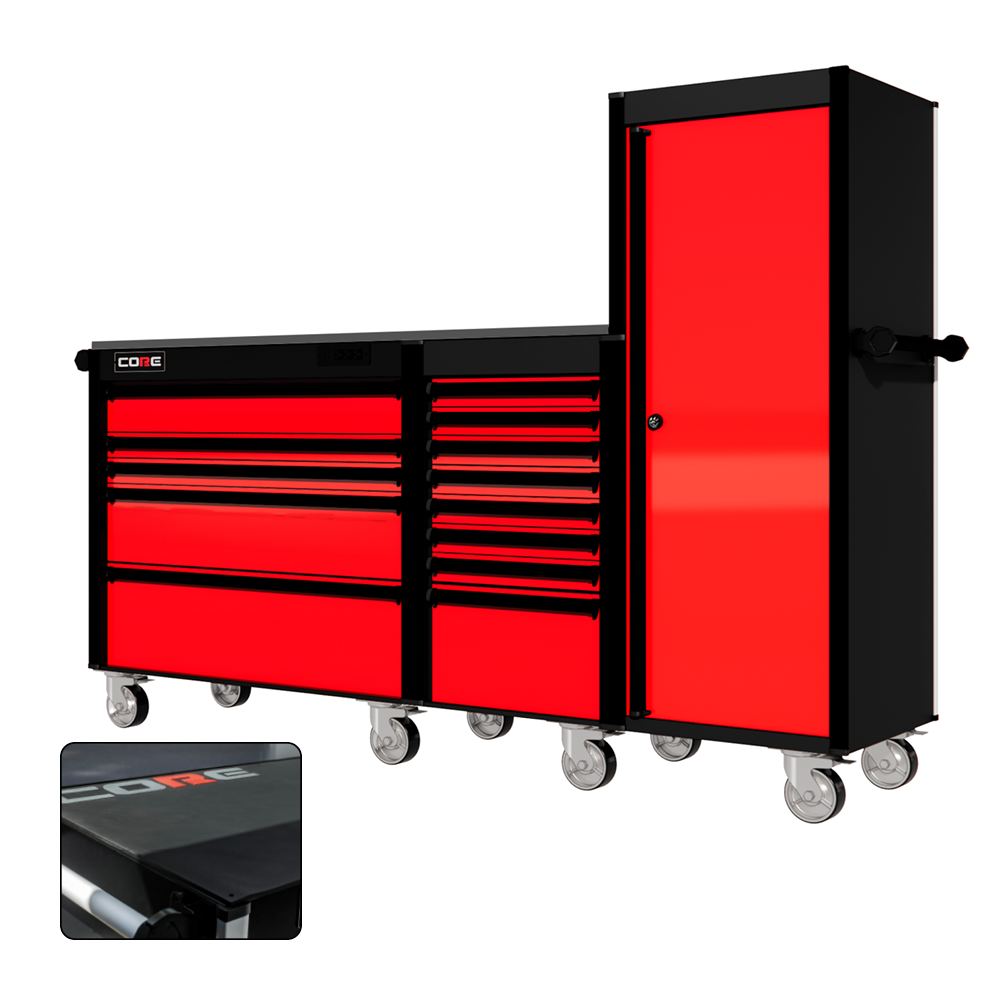 88 Series - 13 Drawers with Tall Locker - Black Handles - Traditional Casters