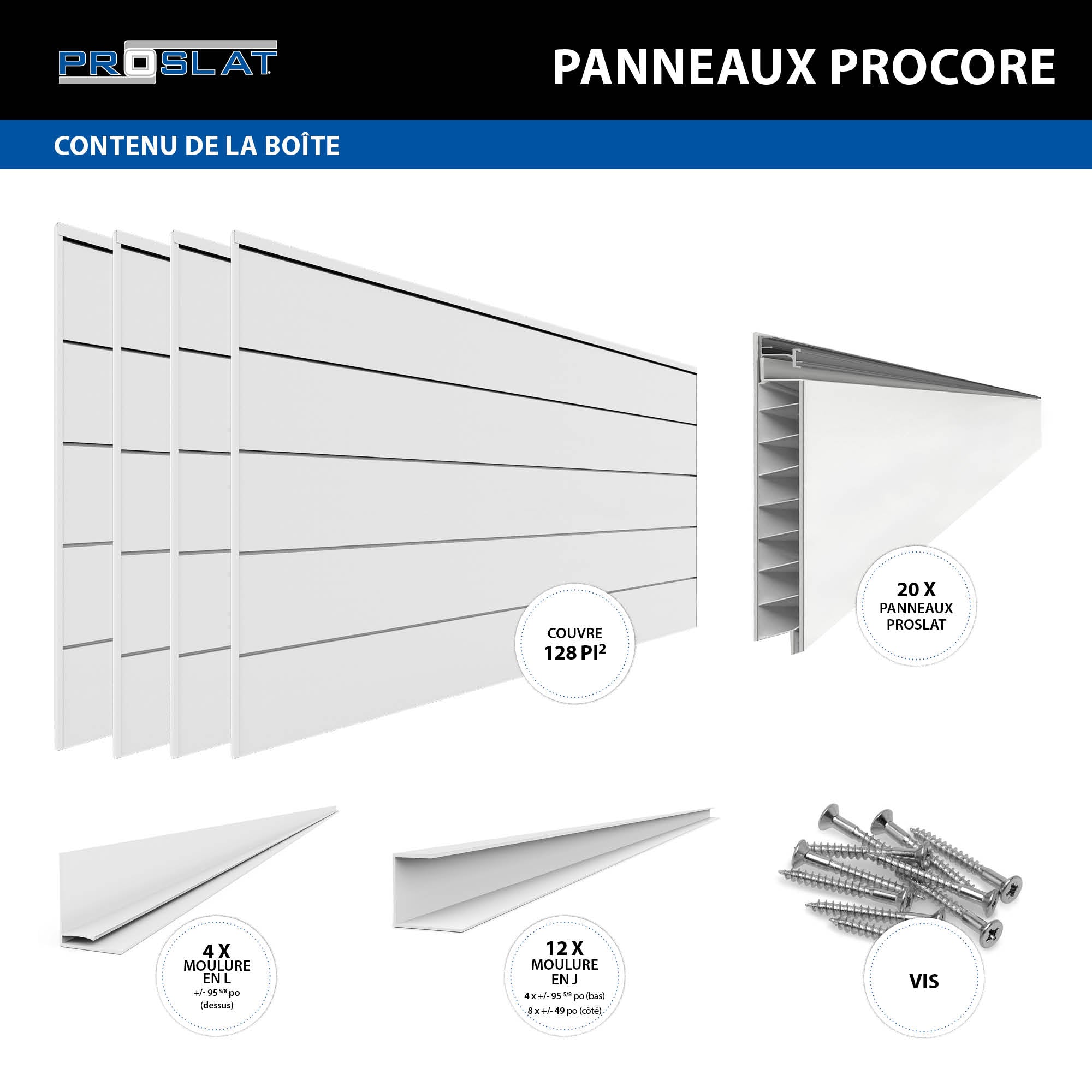 4 ft. x 8 ft. XL PROCORE Slatwall – 4 Pack 128 sq ft