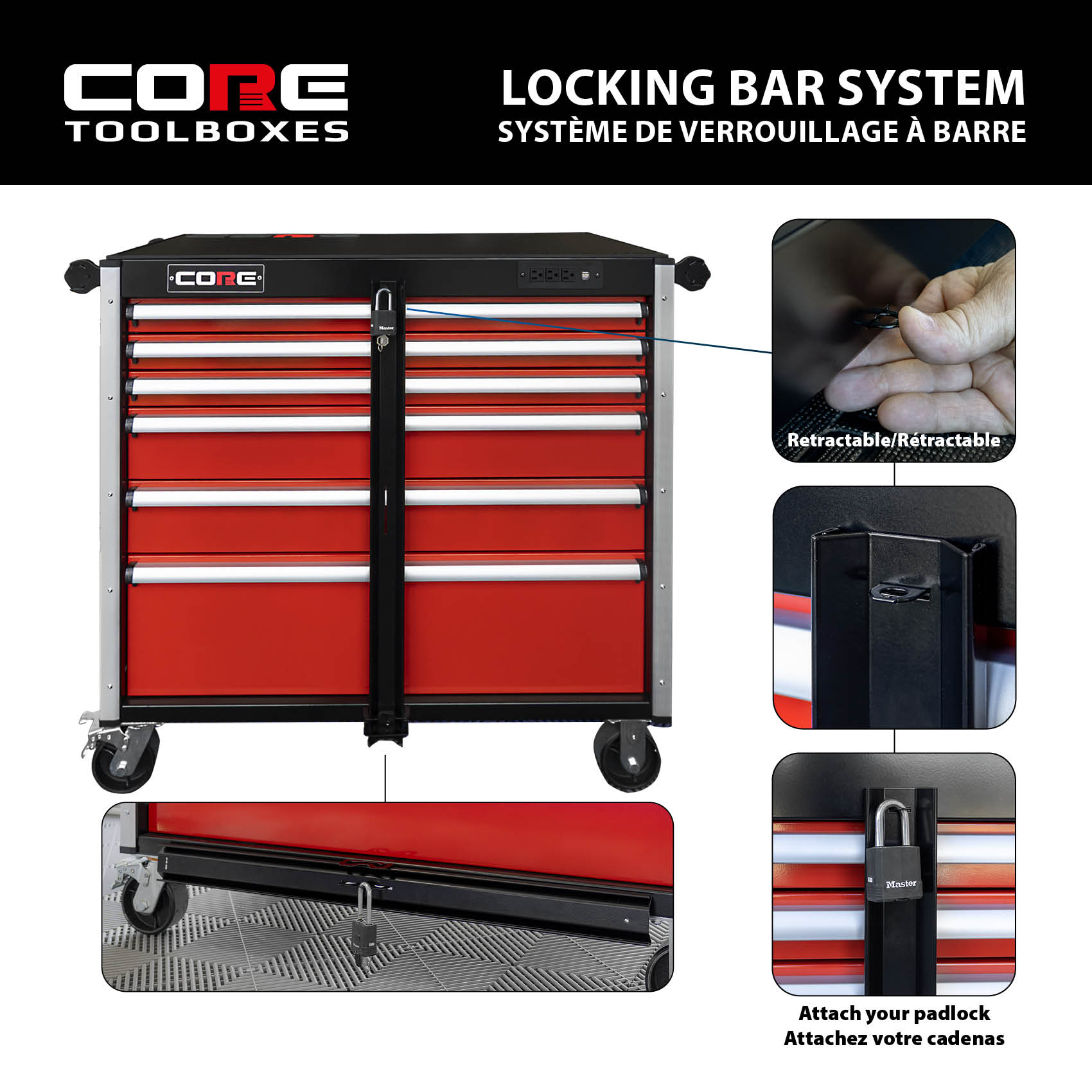 44 Series - 5 Drawers - Silver Handles - Foot Casters