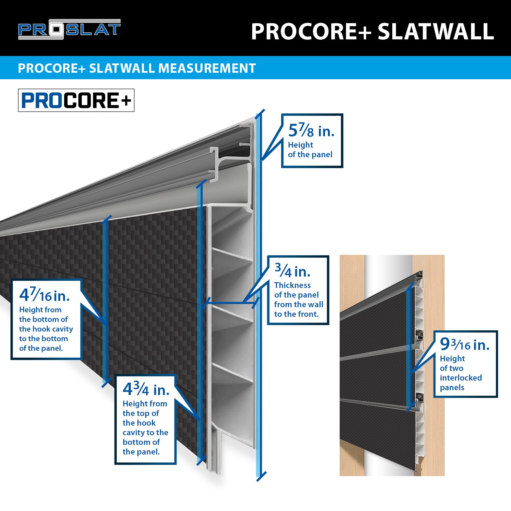 4 ft. x 8 ft. PROCORE PLUS PVC Slatwall – 2 Pack 64 sq ft